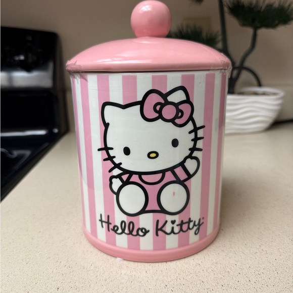 NWT Hello Kitty Pink and White Striped Jar - Picture 7 of 7